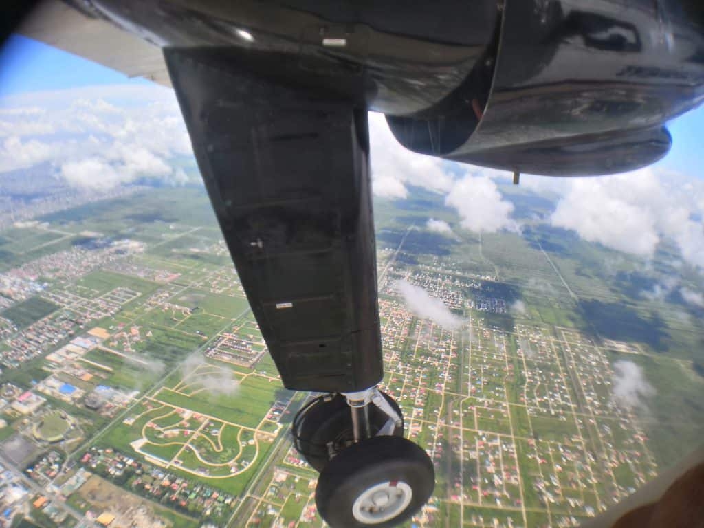 Flying over the housing schemes